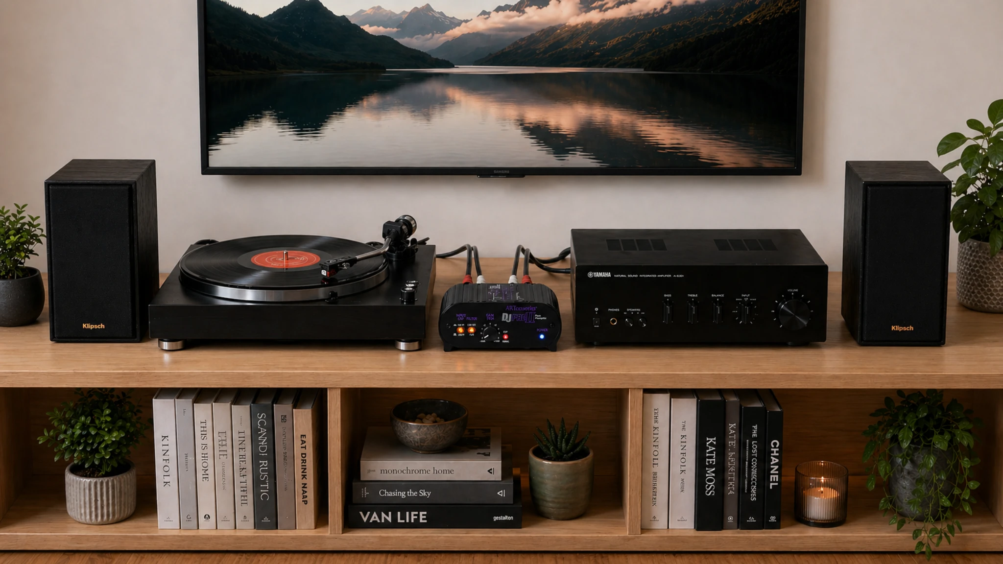 ART DJPREII phono preamplifier in a home stereo setup