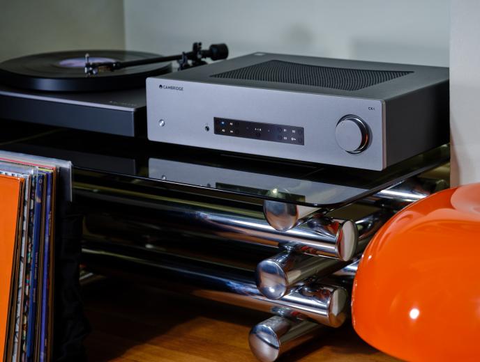 Cambridge Audio CXA81 integrated amplifier front panel in Lunar Grey