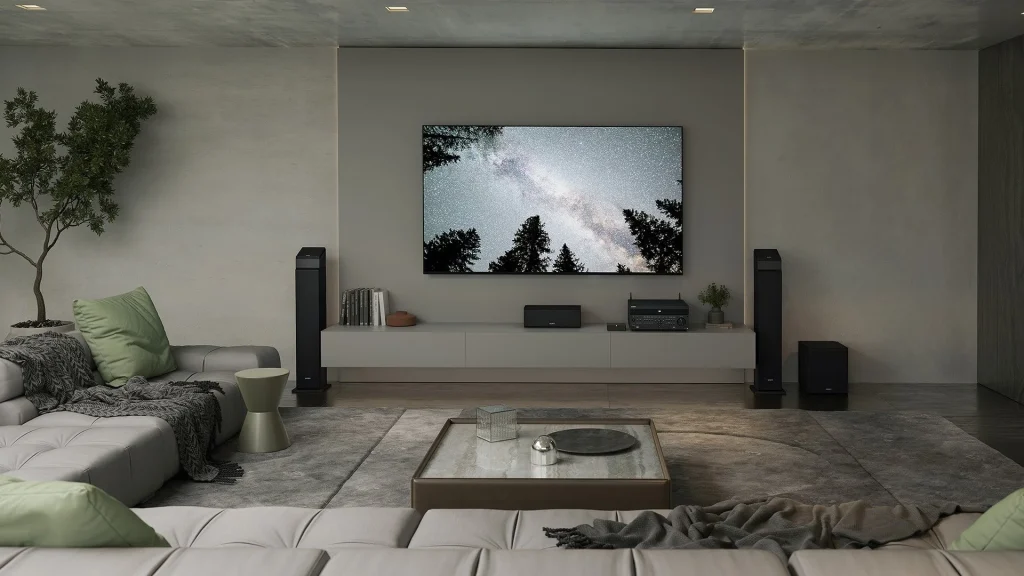 Sony amplifier powering a modern home audio and home theater setup