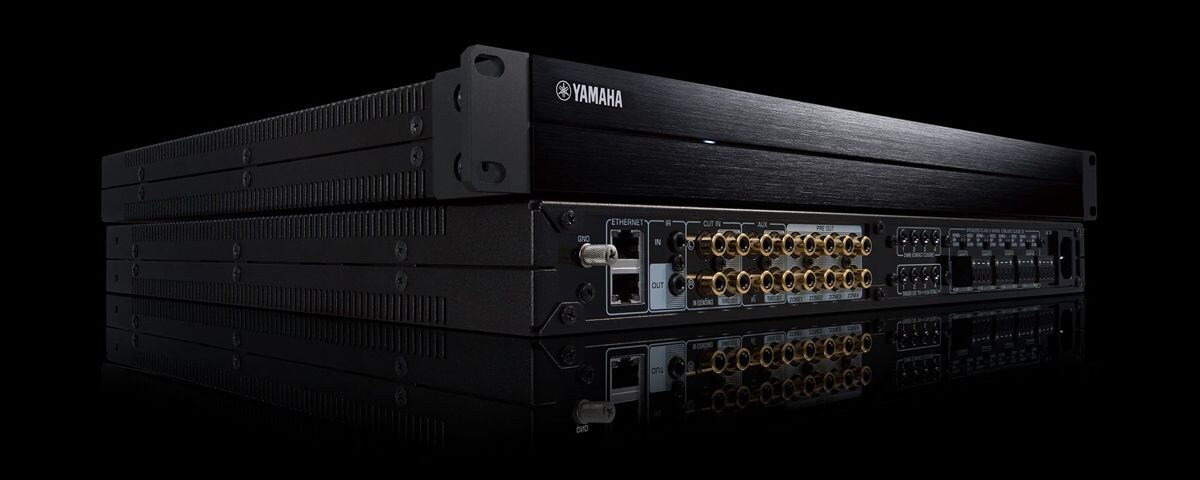 Yamaha amplifier lineup showing rear connections and system integration options