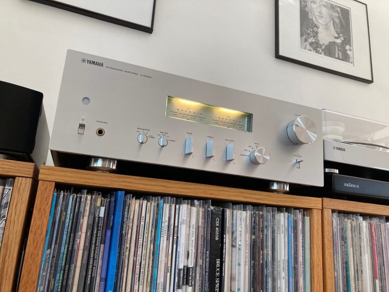 Yamaha integrated amplifier in a modern home audio listening setup