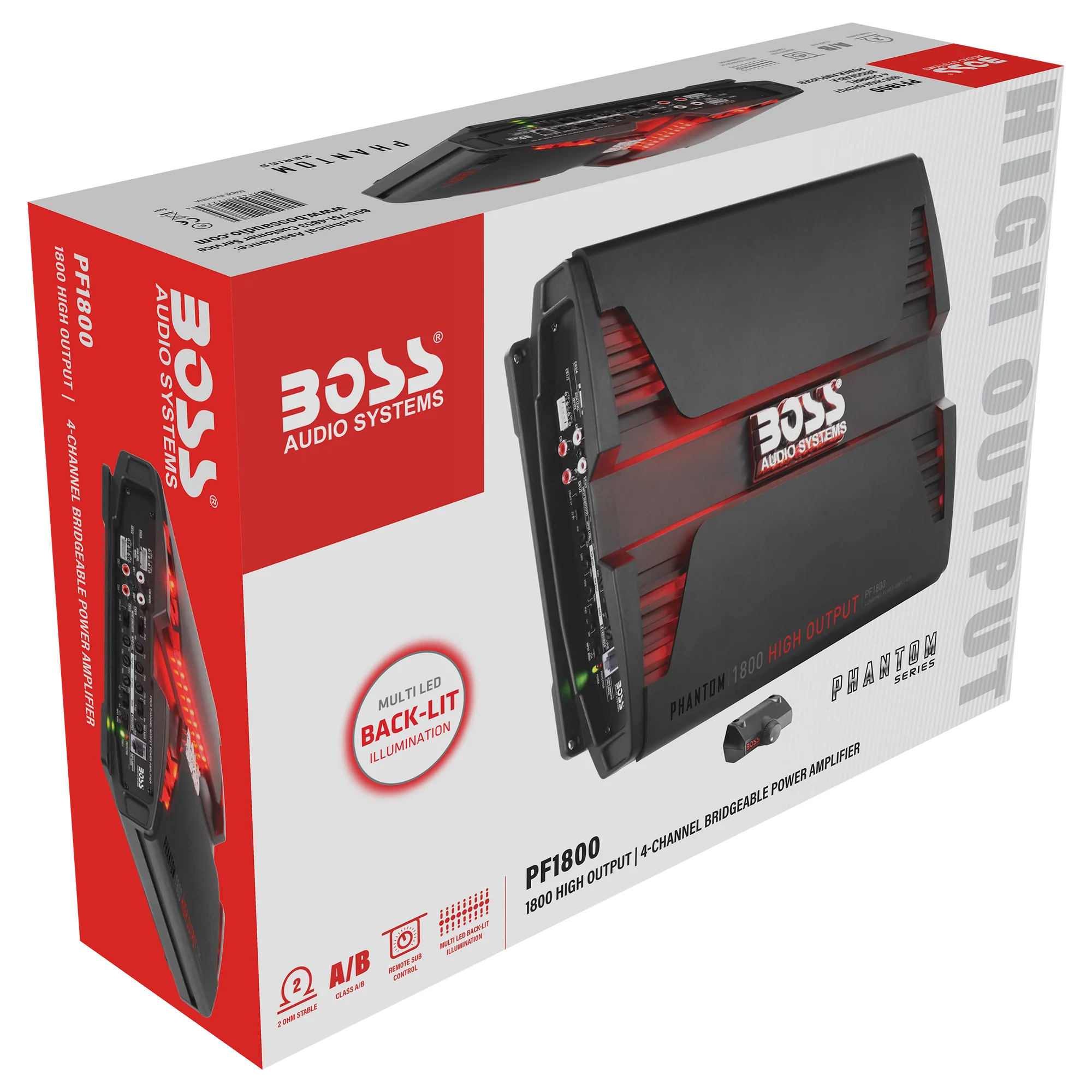 BOSS Audio PF1800 retail packaging showing 1800 watt rating