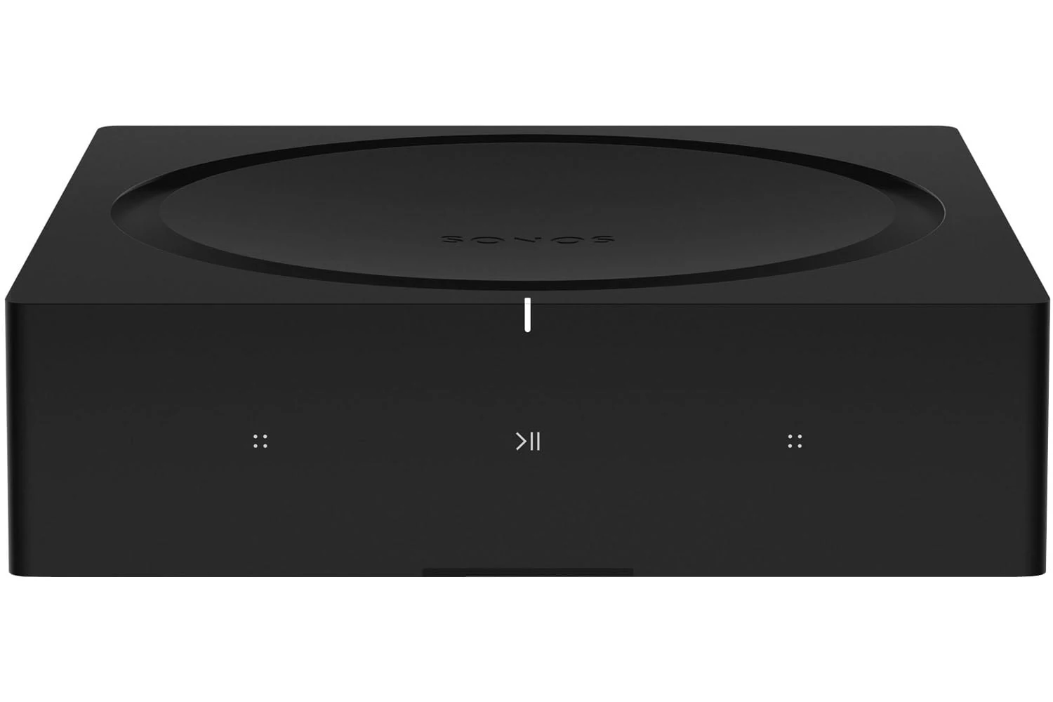 Sonos Amp connected to passive bookshelf speakers in a modern multi-room listening setup